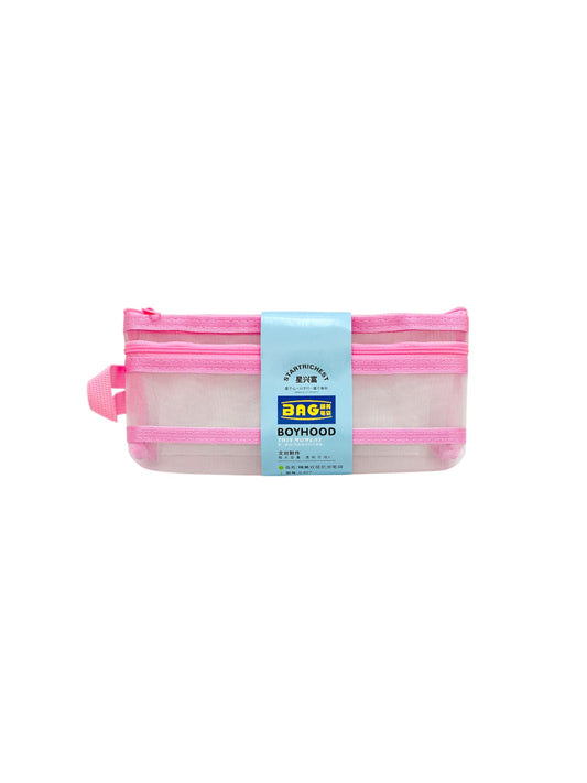 PINK NET PENCIL CASE