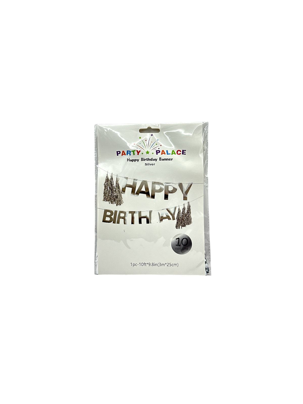 Happy birthday banner silver