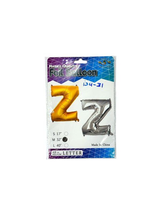 LETTER Z FOIL BALLOON 32 CM SILVER