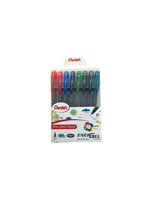 PENTEL ENERGEL  BL415 GEL ROLLER PEN 0.5 8 COLOR PEN SET