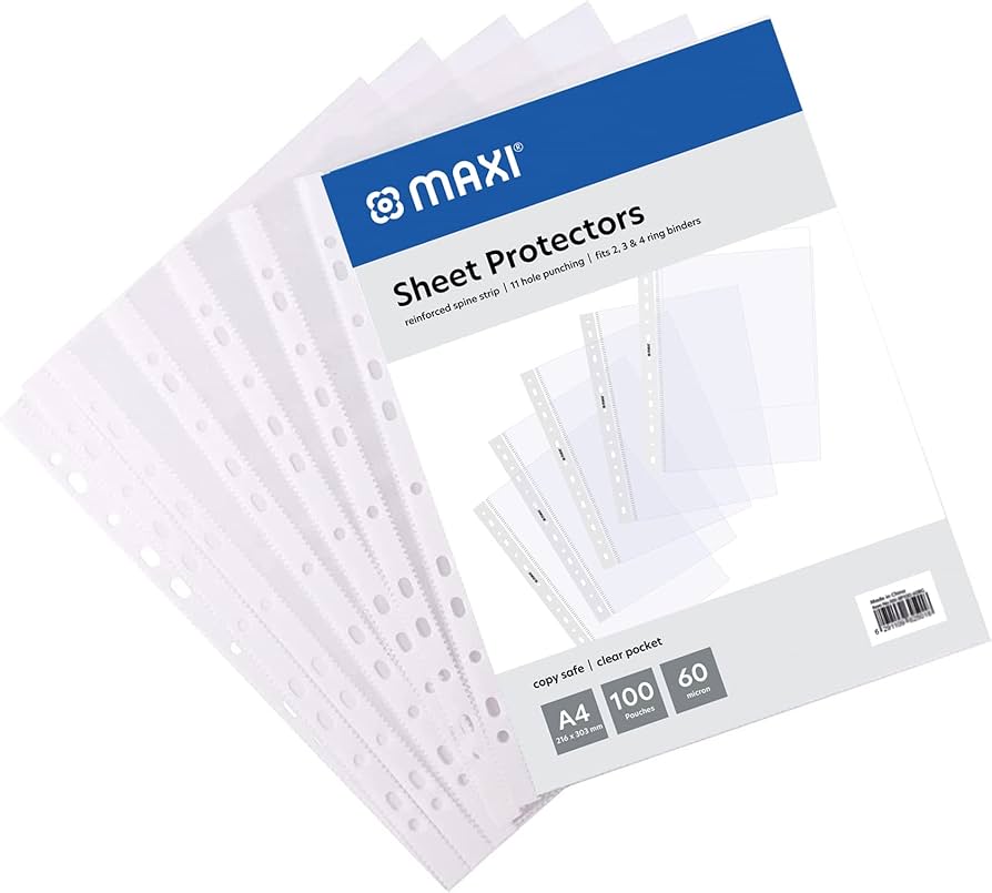 MAXI SHEET PROTECTOR A4 60 MICRON Pkt OF 100PC
