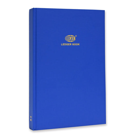 FIS® Ledger Book, Foolscap Size(210x330mm), Hard Cover Vinyl Material, 100gsm Azure Laid White Paper, Single Ruled, 4 Quire, 3 Column, 2 Digit, 1 Piece, Blue Cover Design-FSACLTC4Q82