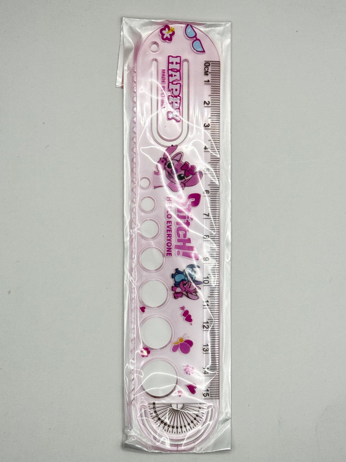 FANCY 15CM RULER WITH HOLES PURPLE
