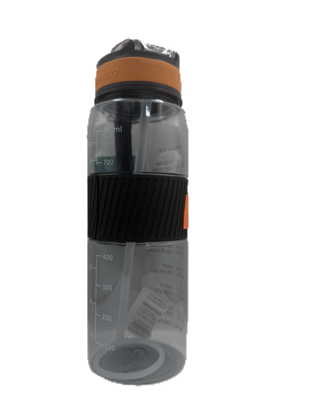 WATER BOTTLE  ORAGE&BLACK WITH STRAW