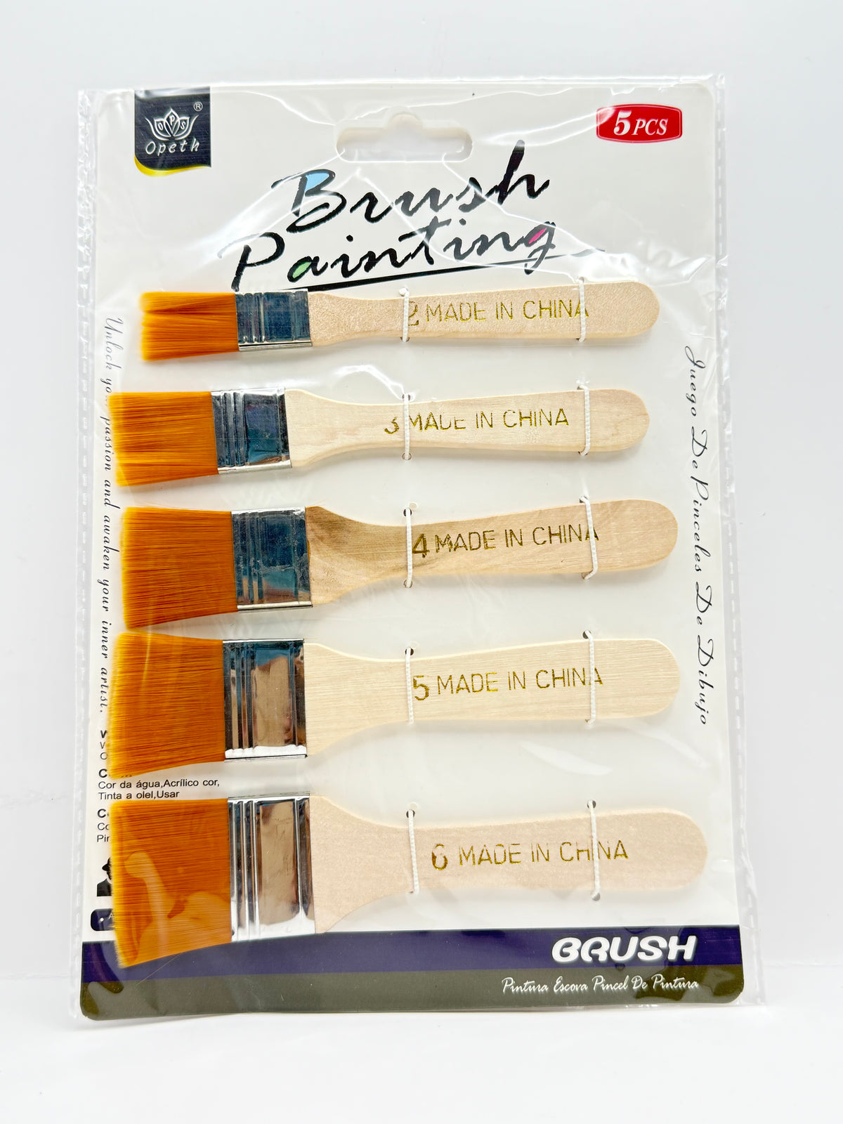 SOD FLAT PAINT BRUSH 5P WOOD HANDLE