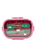 LUNCH BOX WITH SPOONS PURPLE&PINK