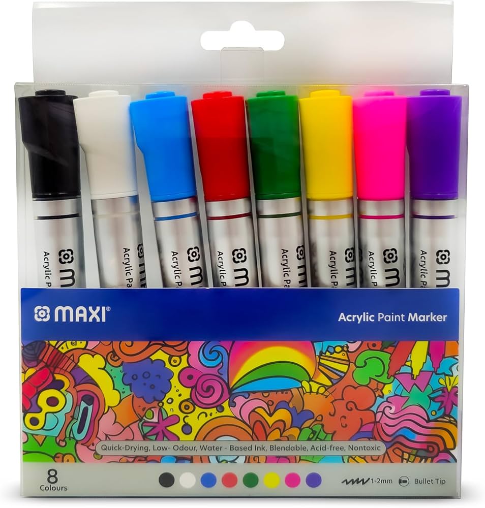 Maxi Maxi Acrylic Paint Markers 8 Assorted Colors